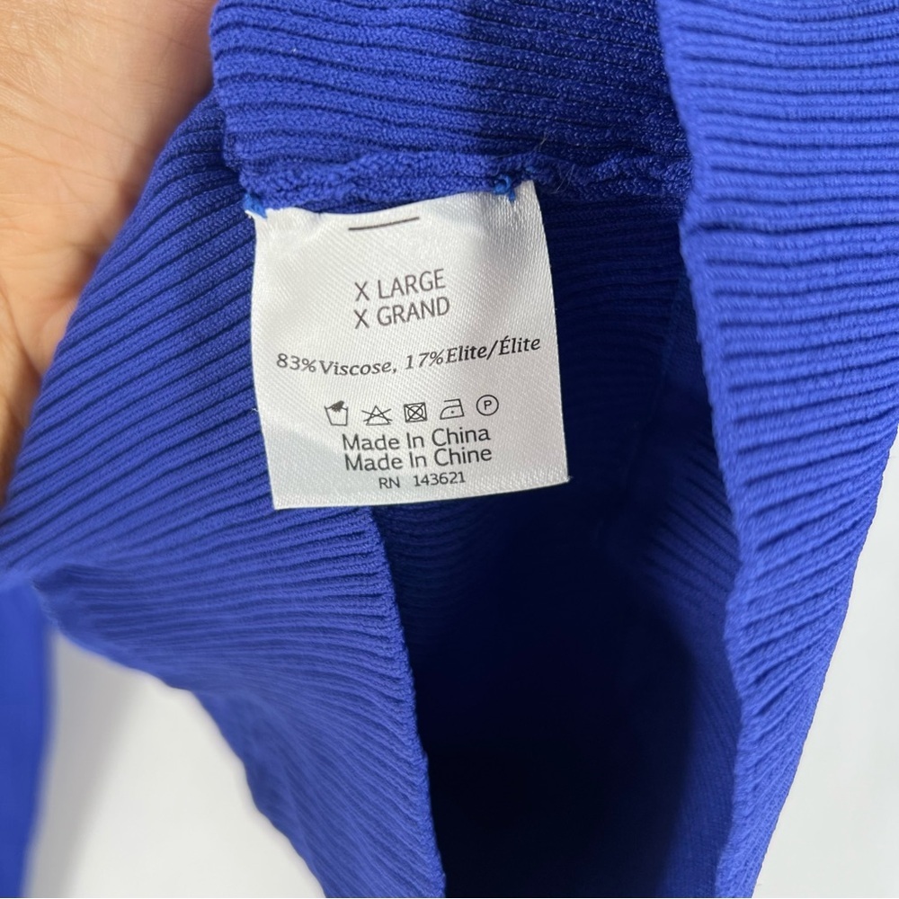 Live In Process‎ Verso Cropped Wrap Effect Ribbed Stretch Knit Top In Blue - Picture 9 of 12